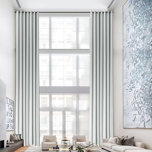 Cortinas opacas extralargas de 138 pulgadas, cortinas de protección de privacidad, cortinas de reducción de ruido, cortinas con ojales para techo