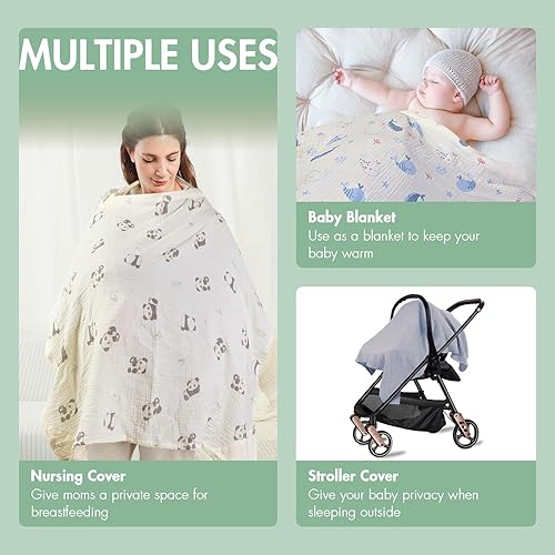 Miniatura 6 de Paquete de 2 fundas de lactancia de muselina para lactancia materna, fundas transpirables para lactancia materna con cuello de arco, funda de