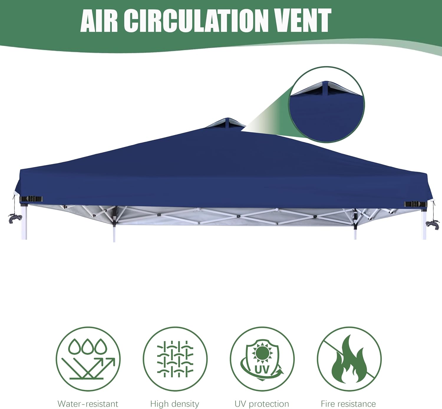 SCOCANOPY Replacement Top with Air Vent and Buckle for 10x10 Canopy Frame, Canopy Cover ONLY, (Navy Blue)