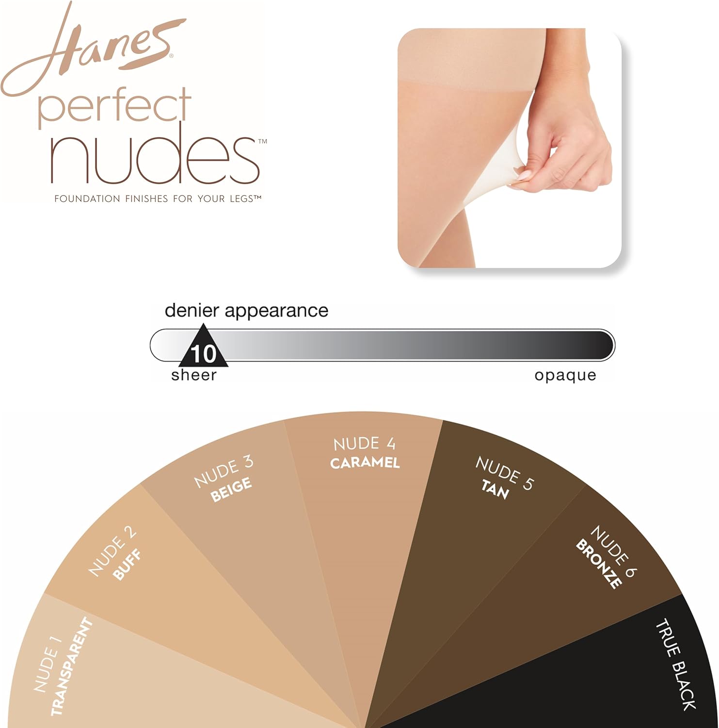 Hanes Perfect Nudes Women's Ultra Sheer Flawless Foundation Finish for Legs, Control Top, Sheer Toe, Run Resistant Pantyhose - Image 3