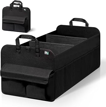 MIU COLOR Trunk Organizer for SUV, Collapsible Car Organizer, 12 Pockets Trunk Organizer for Car, Non-Slip Trunk Storage Organizer for Sedans, Van, Grocery, Large 3 Compartments 32"13"12"