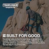 Vista 6 de Travel Chair Slacker Silla trípode para campamento, silla ligera, correa de transporte ajustable para un fácil transporte, patas de pato de gran Azul