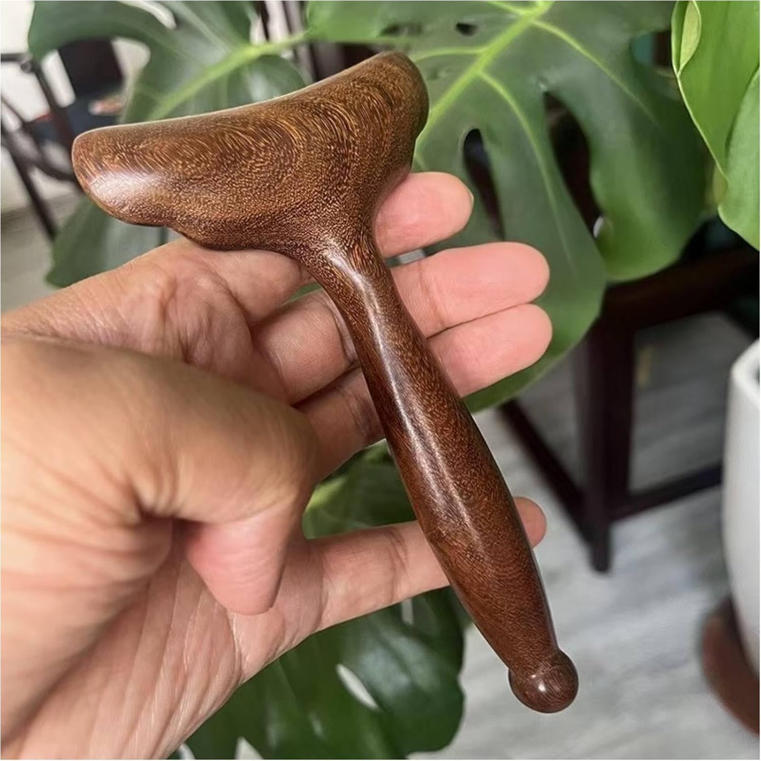 Wood Gua Sha Therapy Massage Tool, Natural Wooden Lymphatic Drainage Massager for Body Sculpting, Muscle Release and Deep Tissue - Long Handled T-Shaped