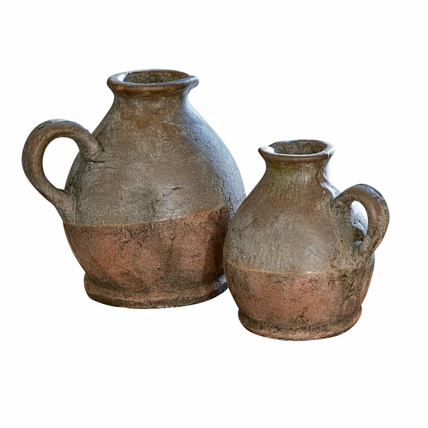 Loberon Vase 2er Set Henriette, antikbraun | Zwei Größen, liebevolle Handarbeit, antike Anmutung, mediterranes Flair, Blumenvase, Wohn-Accessoire, Terrakotta