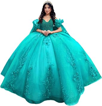 Glitter Pearly Beaded Quinceanera Dresses Lace XV Dress