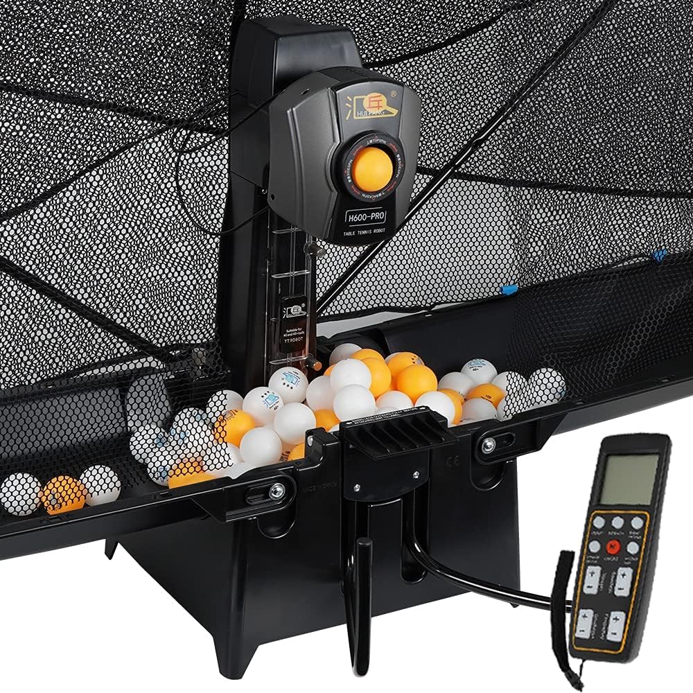 ZXMOTO Table Tennis Robot with Capture Net Automatic Ping Pong Ball Training Machine with 100 Ping Pong Balls, 9 Kinds Spin Balls