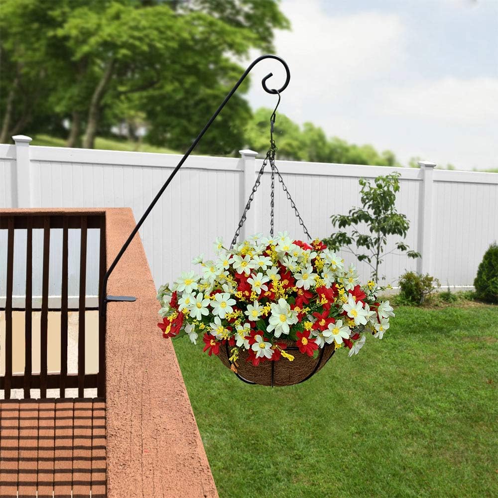 Lopkey Artificial Daisy Flowers Outdoor Indoor Patio Lawn Garden Hanging Basket with Chain Flowerpot