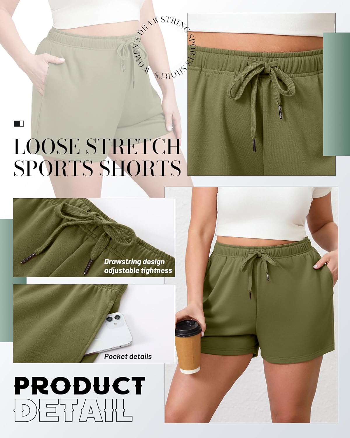 3 Pack Plus Size Women's Drawstring Sweat Shorts Athletic Workout Comfy Lounge Shorts with Pockets - Image 5