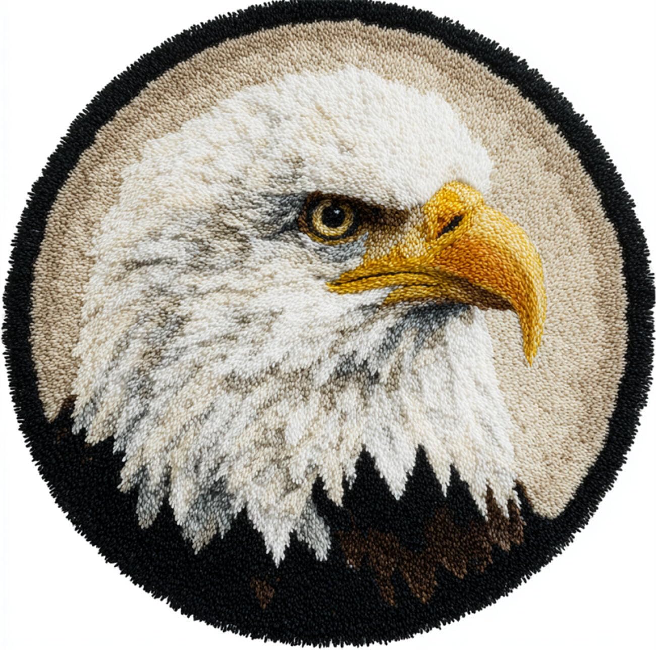 Kitquiver Animal Latch Hook Kit Eagle Portrait DIY Crochet Kits Needlework Crafts for Home Decor，Latch Hook Kits for Beginners Adults 60x60cm