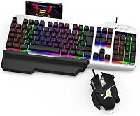 GALENMORO Gaming Billentyűzet Egér Szett RGB LED Háttérvilágítás QWERTZ Mechanikus Vezetékes Fekete 1