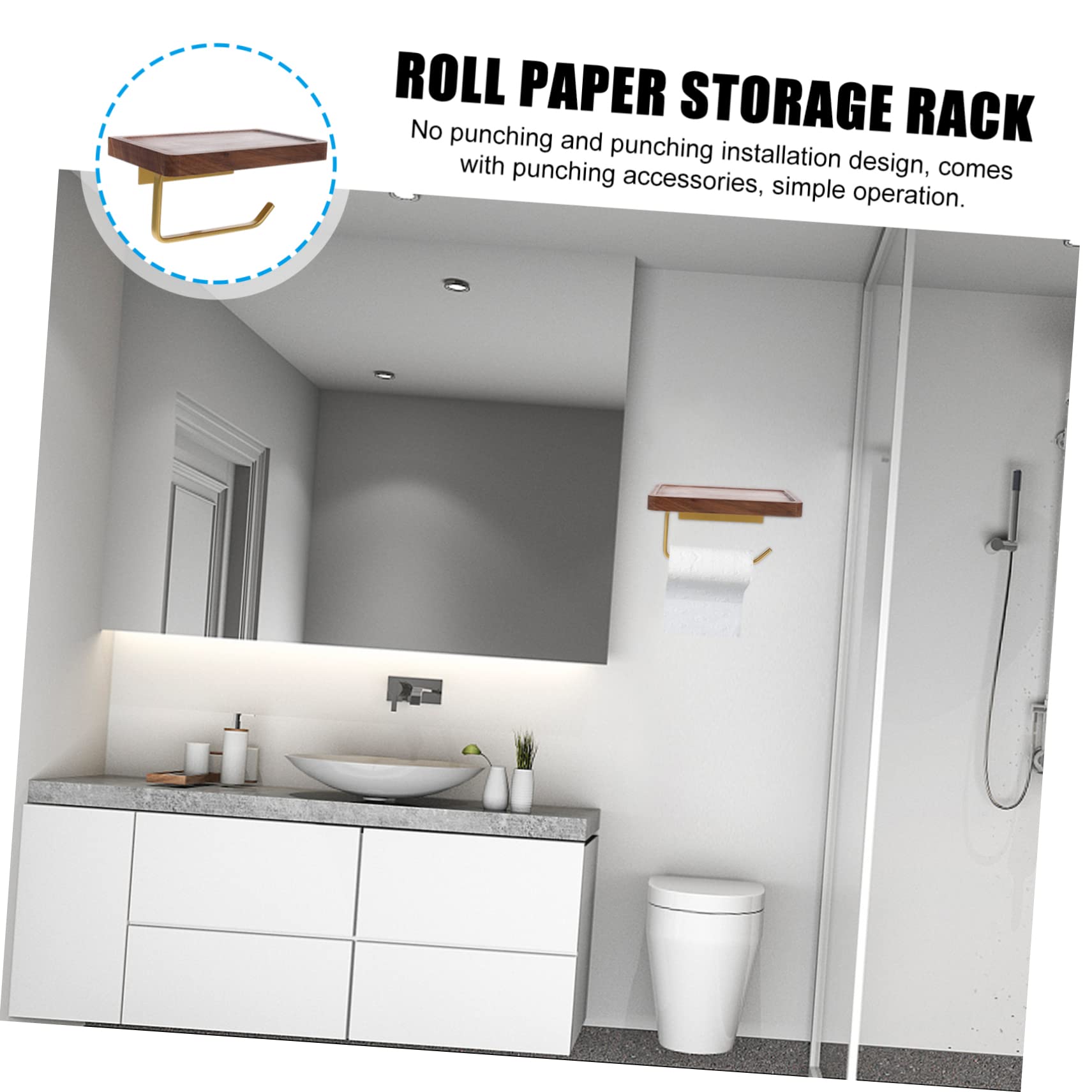 NUOBESTY Portarrollos de Papel Higiénico de Nogal Negro Estante, Resistente al Agua y Gran Capacidad de Carga para Baño y Inodoro