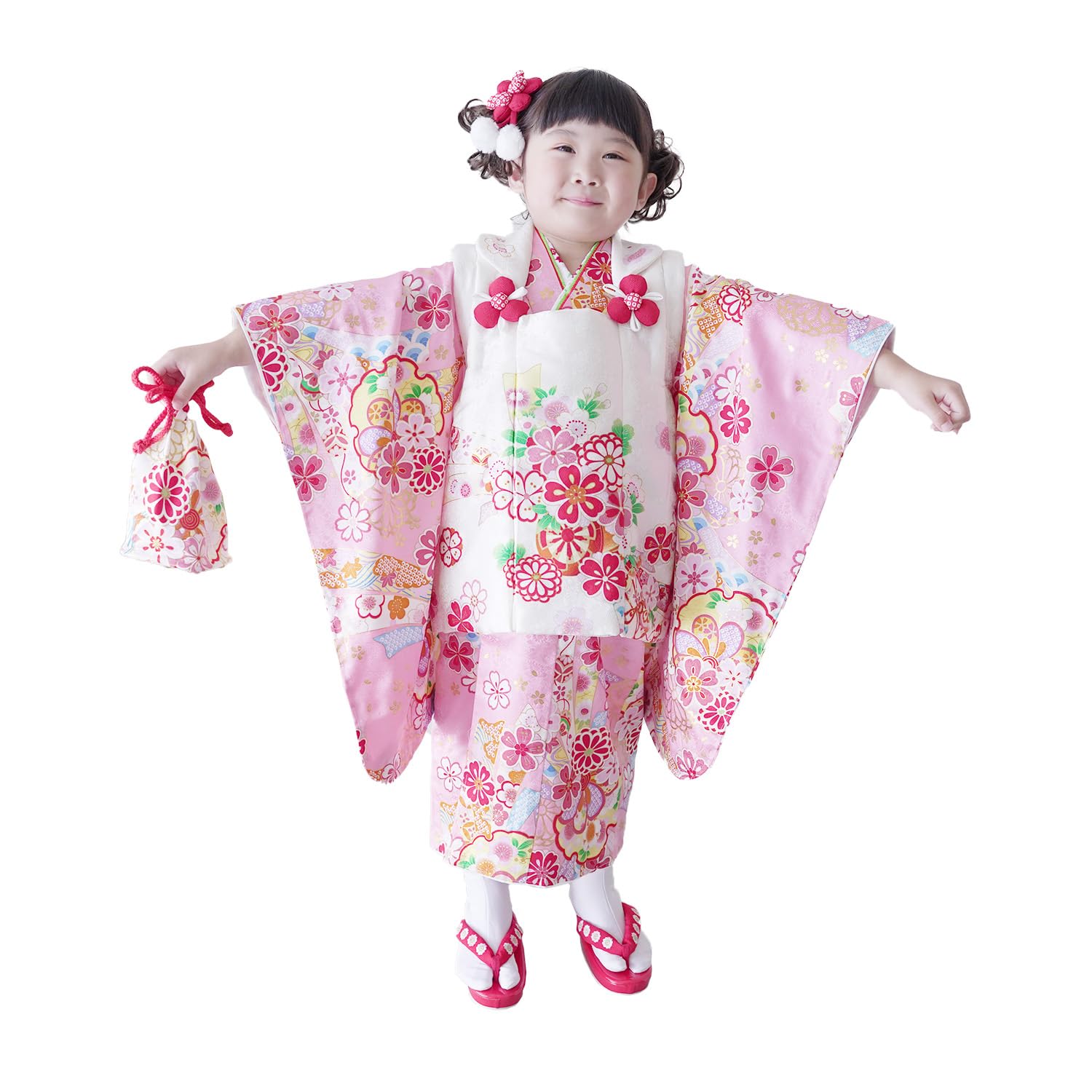 Amazon | [あめてまり] 七五三 3歳 着物 被布セット 女の子 正絹