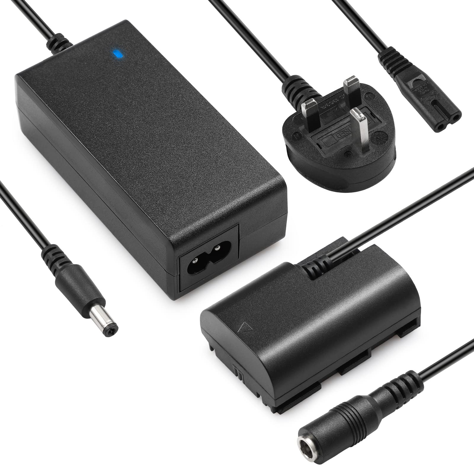 ENEGON ACK-E6 AC Power Adapter DR-E6 DC Coupler LP-E6N Dummy Battery Fully-Decoded for Canon EOS R6 R5 R 80D, 70D, 60D, 60Da, EOS 5D Mark II, DS Mark III, 5D Mark IV, 5DS, 5DS R, 6D, 7D, 7D Mark II