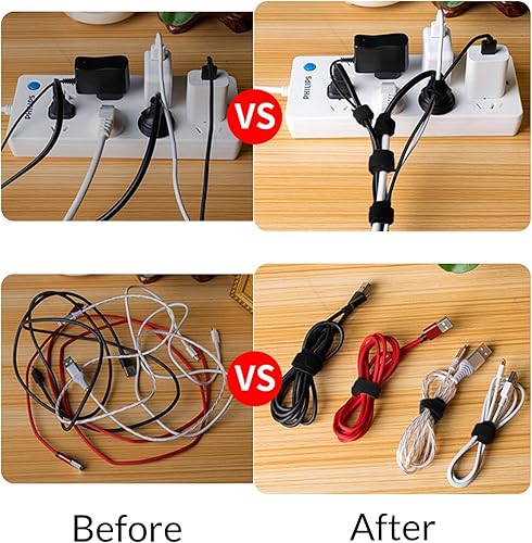 Miniatura 6 de 100-Pack 8 Inches Cord Organizer, Reusable Under Desk Cable Management System with Adjustable Cord Ties & Keepers for Ultimate Desk & Home Office
