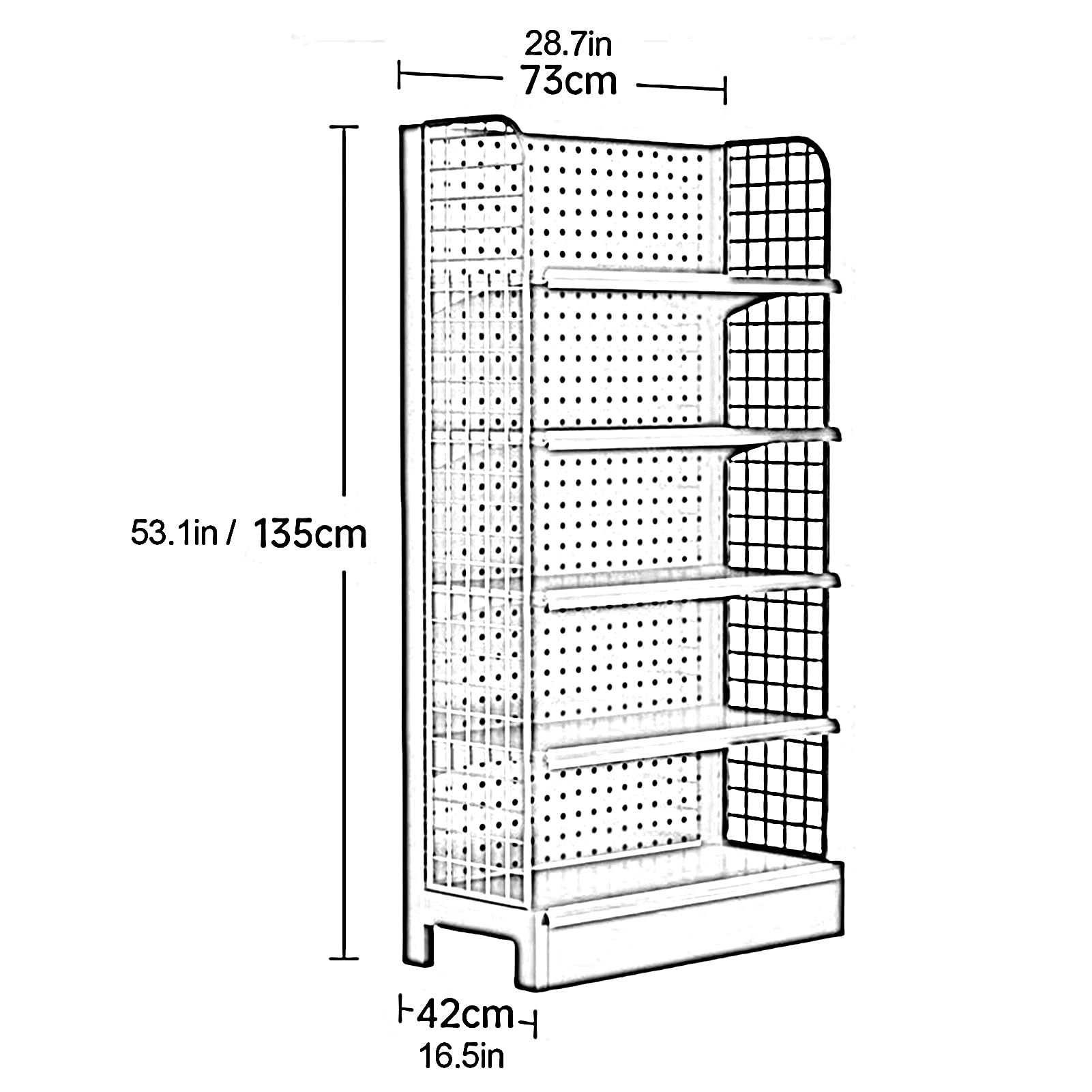 Scaffali in metallo resistente – Scaffale da pavimento per supermercati e cucine, espositore durevole per nizzare e massimizzare lo spazio