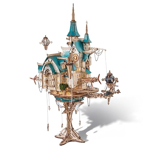 3D Wooden Puzzle Steam Castle Model – Steampunk Baroque Floating