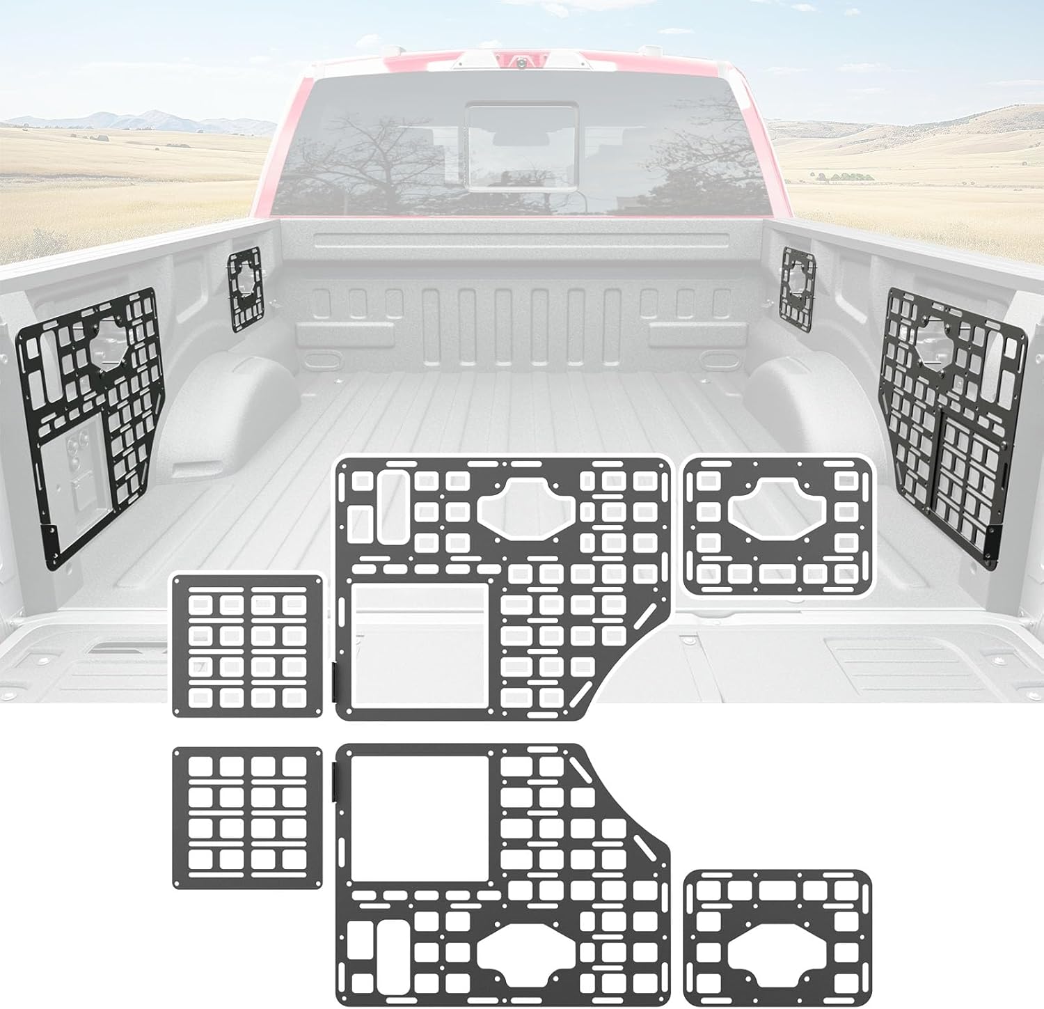 Side Molle Panel Compatible with 2015-2026 Ford F150 Truck Bed Molle Panel System Replacement for 2015-2026 Ford F-150 Accessories(Side Bed Molle Panel)