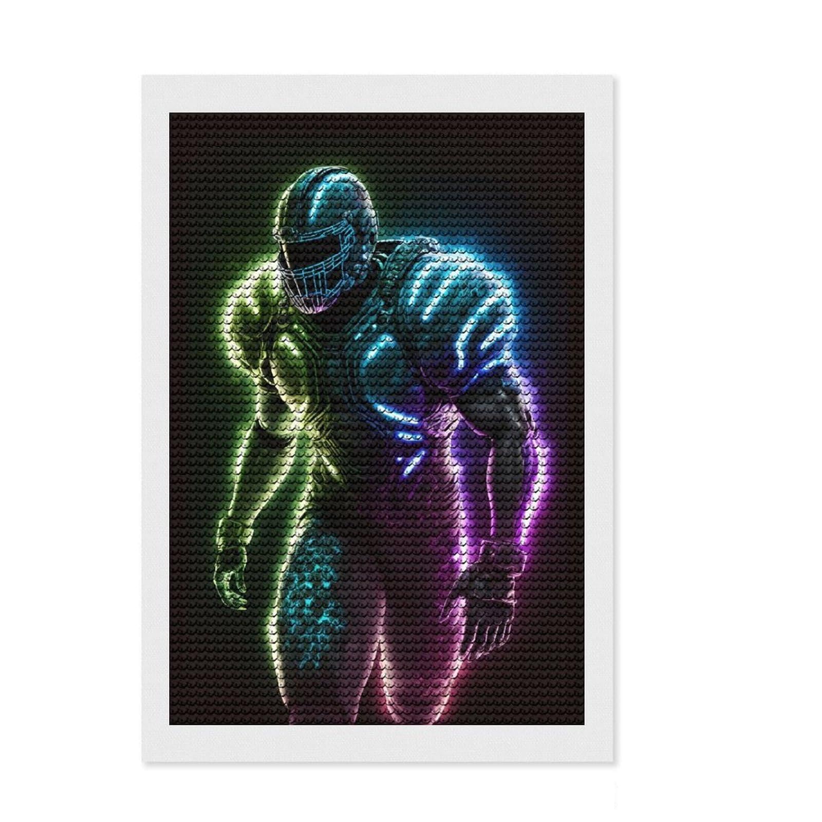 Junmoney Football Player Diamond Painting Kit 8"x12", Stress Relief Craft, Neat Printed Canvas, Boho Decor, Festive Craft Gift