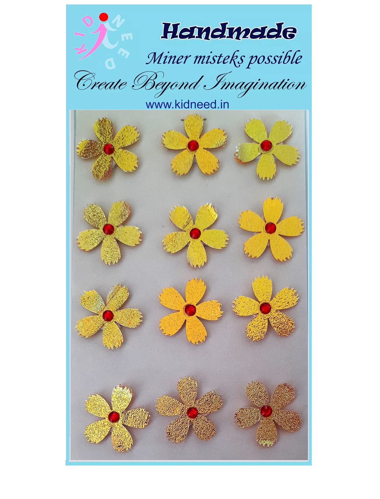 Kidneed Designer Self-Adhesive Scrapbook Journaling Kid School Project Small Red Stone Golden PVC Flower Sticker for Craft 12pc-image-41