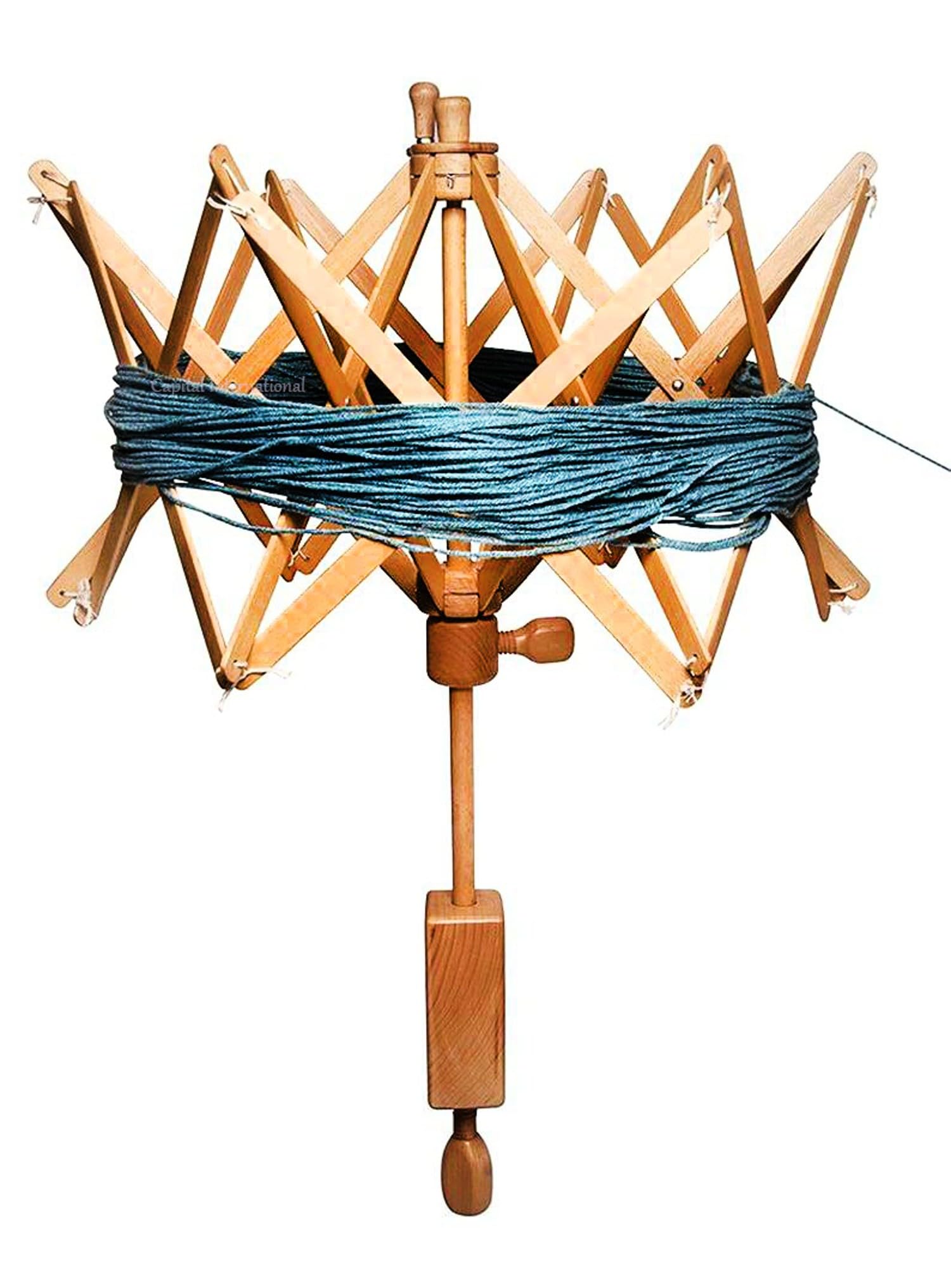 Wooden Yarn Ball Winder & Swift – Handcrafted Rosewood & Beech Yarn Bobbin Winder for Knitting & Crocheting | Umbrella Yarn Swift with Center Pull Wool Holder (Off-White, Umbrella Swift)