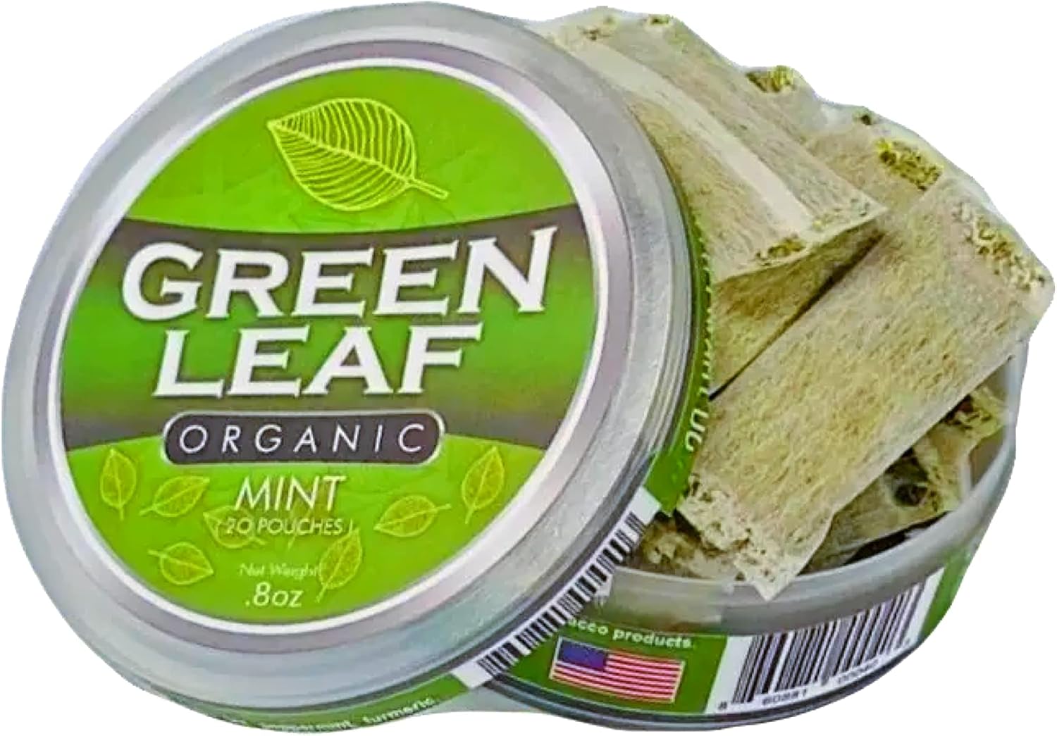 Green Leaf Organic - Mint Chew Pouches (with whitening) - 20 Count (1 can) : Health & Household