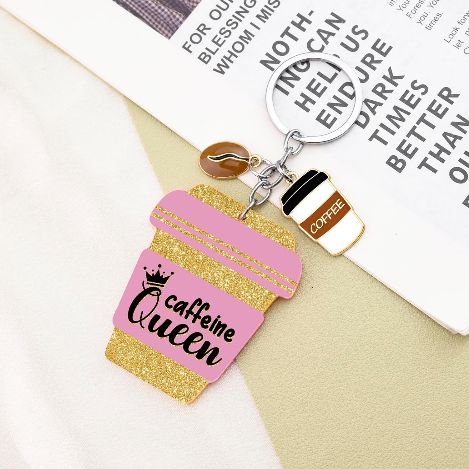 Coffee Gifts For Women Mom Girl Wife Friend Acrylic Cute Coffee Keychain Caffeine Queen Keyring Coffees Lover Gifts For Coffees Drinkers Christmas Birthday Gift - Image 8