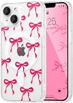 UEEBAI Magnetic for iPhone 17 Case, Bow Case Compatible with MagSafe, Wireless Slim Clear Ribbon Aesthetic Phone Cover Anti-Yellowing Shockproof Protective Cover for Women Girl - White
