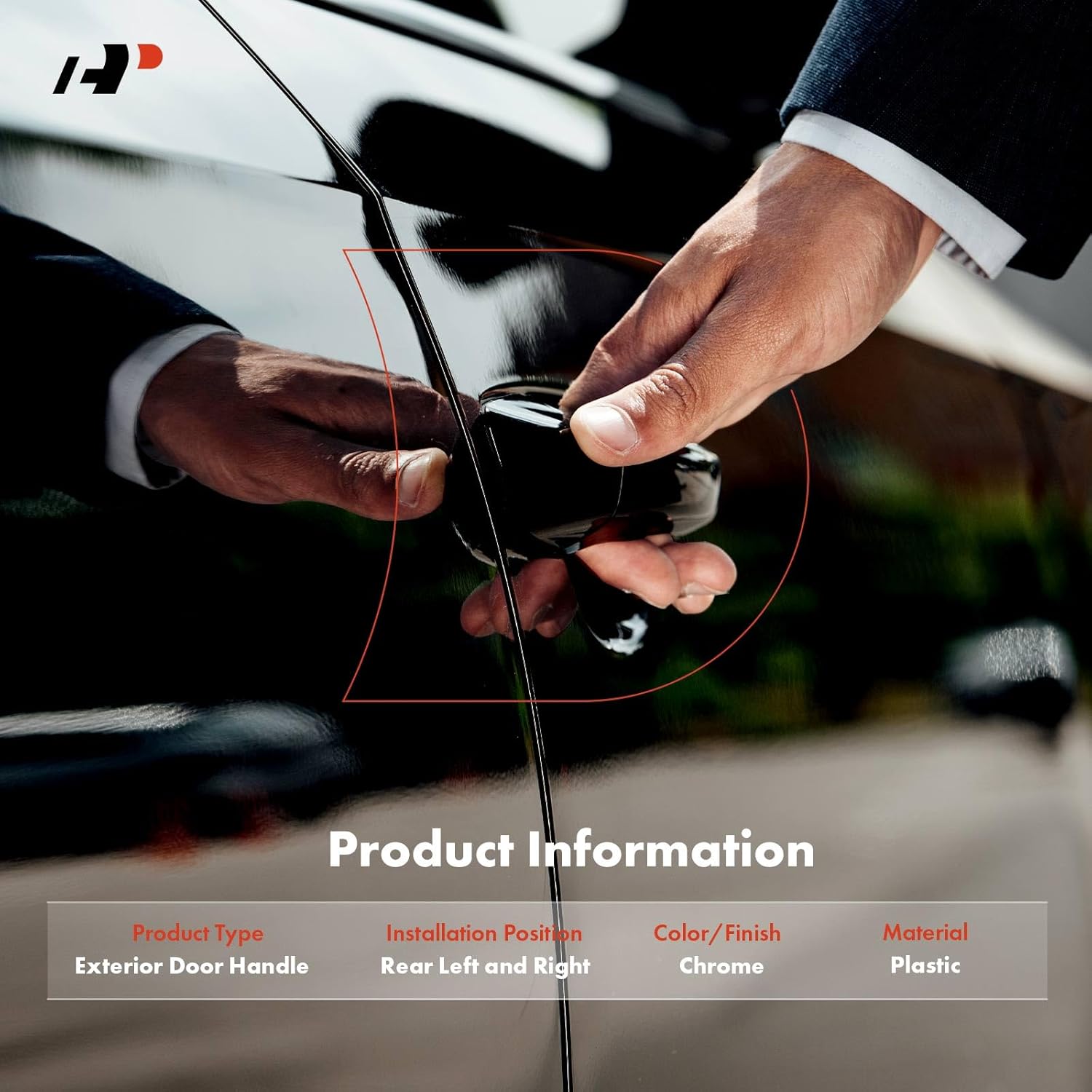 A-Premium Outside Exterior Door Handles Compatible with Hyundai Elantra GT 2013 2014 2015 2016 2017, Without Smart Entry, Chrome, 2-PC Set, Rear Driver & Passenger Side