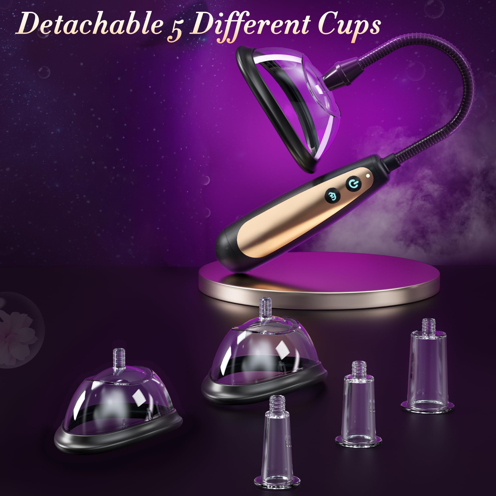 Pompe à chatte Jouets sexuels pour adultes, 5 tasses Jouets pour sucer les tétons et les chattes Pompe vaginale, Jouet sexuel féminin 3 en 1 suceurs de clitoris avec 2 modes d'aspiration