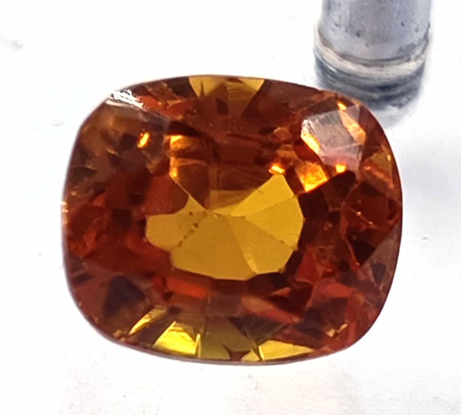Globalgems Orange Sapphire 3.60 Carat Natural Certified Loose Gemstone Faceted Cushion Cut Gemstone from Sri Lanka Gems for jewelry Making Stone
