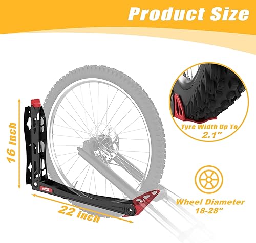 Miniatura 7 de TORACK BIKEPAL - Portabicicletas giratorio sin elevación, soporte vertical de montaje en pared para almacenamiento en garaje (paquete de 1)