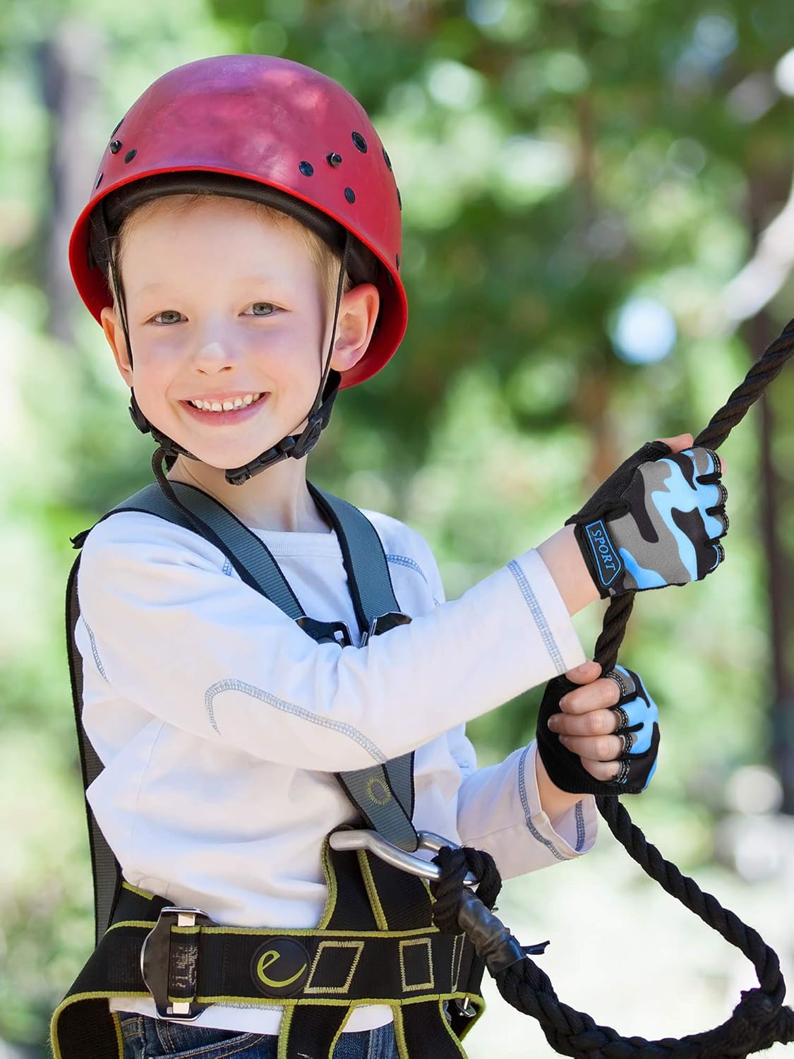 SATINIOR 4 Pairs Kids Cycling Gloves Half Finger Bike Gloves Non-Slip Mitten Sport Gloves for Boys and Girls (Black, Camouflage, 6-10 Years) : Clothing, Shoes & Jewelry