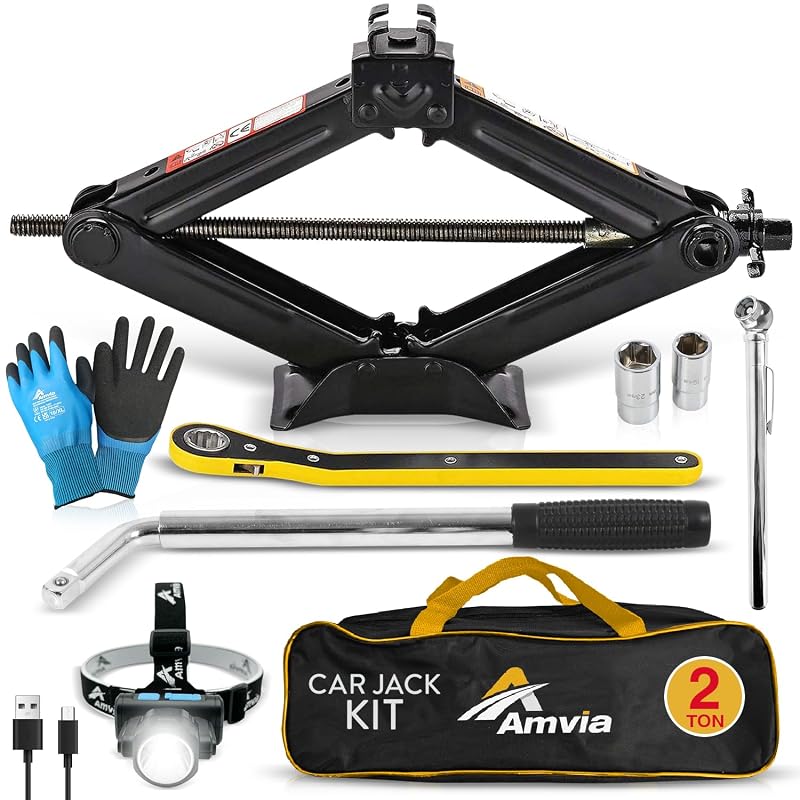 Kit de Macaco Sanfona 2.000 kg AMVIA com Chave de Roda Telescópica e Acessórios