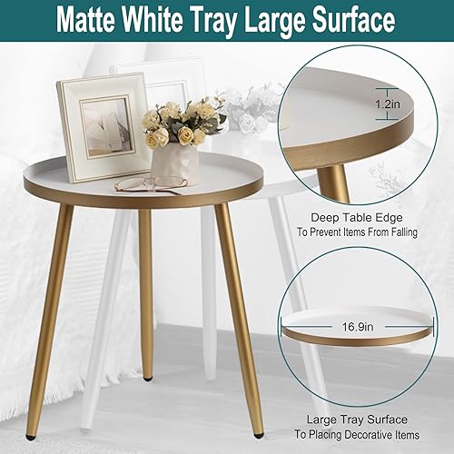 Miniatura 27 de AOJEZOR Mesa auxiliar: mesa auxiliar para cualquier habitación - Mesas auxiliares pequeñas para espacios pequeños, todo negro mate con 3 patas Negro