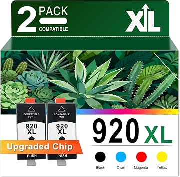 920XL Ink Cartridge for HP 920 XL CD975AE Ink,Officejet 6000 6500 Wireless 6500A 7000 7500 7500A Printer Ink 2Black