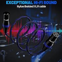 Vista 4 de XLR Cable de micrófono de 2 pies (paquete de 2, multicolor), cable de conexión de micrófono equilibrado de 3 pines macho a hembra, trenzado