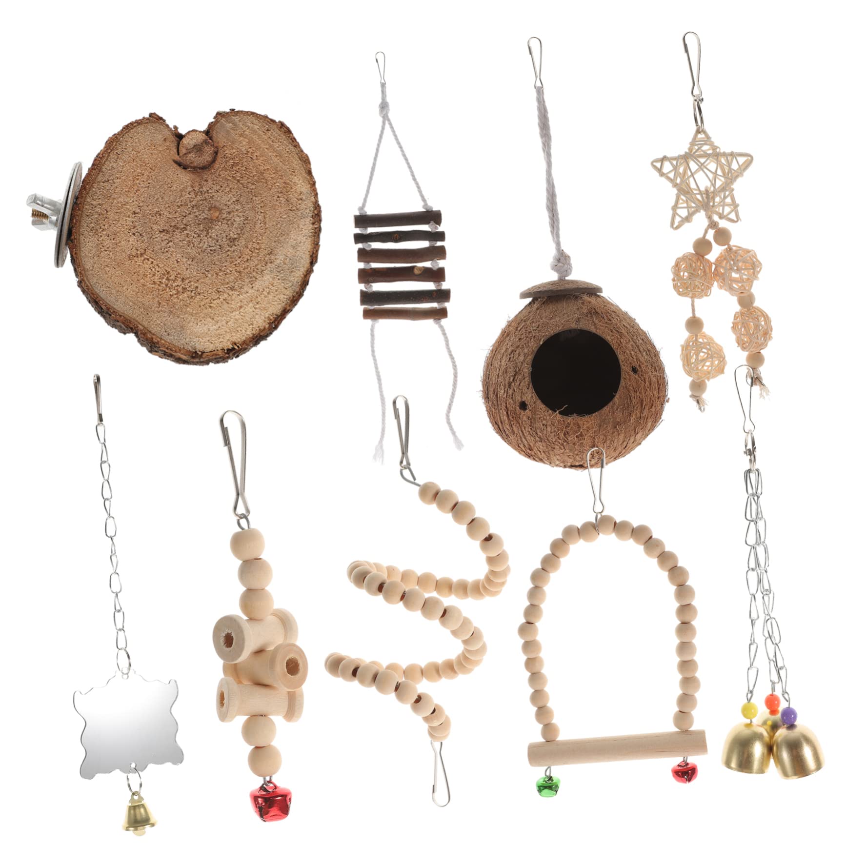 DOITOOL 9pièces Jouets à Mâcher pour Oiseaux De Jouets Naturel Et Corde pour Perroquets Accessoires De Jeu pour Cage à Oiseaux Stimule Instinct Naturel De Mâcher Grimper