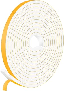 Foam Weather Stripping White, Strong Adhesive, 1/2x1/4in | Closed Cell Foam Tape for Windows & Doors, Easy Cut & Install, Blocks Drafts, Dust, Noise & Light, Removable, No Residue