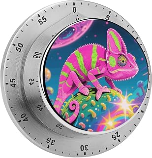 Chameleon Kitchen Timer Mechanical Cooking Timer Clock with Loud Alarm Magnetic Countdown Timers Stainless Steel Egg Timer for Kitchen, Work, Exercise Training, Outdoor Activities