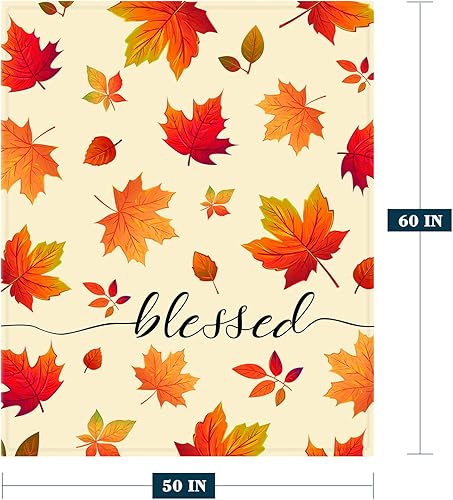 Miniatura 2 de Neatee Living Manta decorativa de otoño de Acción de Gracias, con hojas de arce otoñales, para sofá, cama, exteriores, para mujeres y hombres,