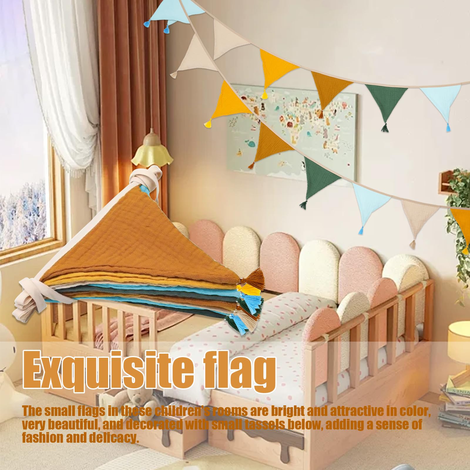 Feste Compleanno Ghirlanda Di Bandierine In Tessuto Per Cameretta Bambini - Lunga 2,6 M, Resistente, Decorazione Per Feste E Camerette Bandierine Per Feste