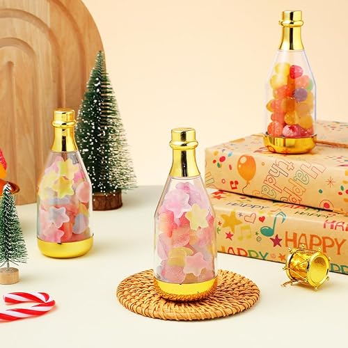 Miniatura 8 de 20 unids Candy Bottle Container Caja de dulces de boda Botella Favor Contenedores de plástico Botellas de plástico Golden Clear Bottle Party Box