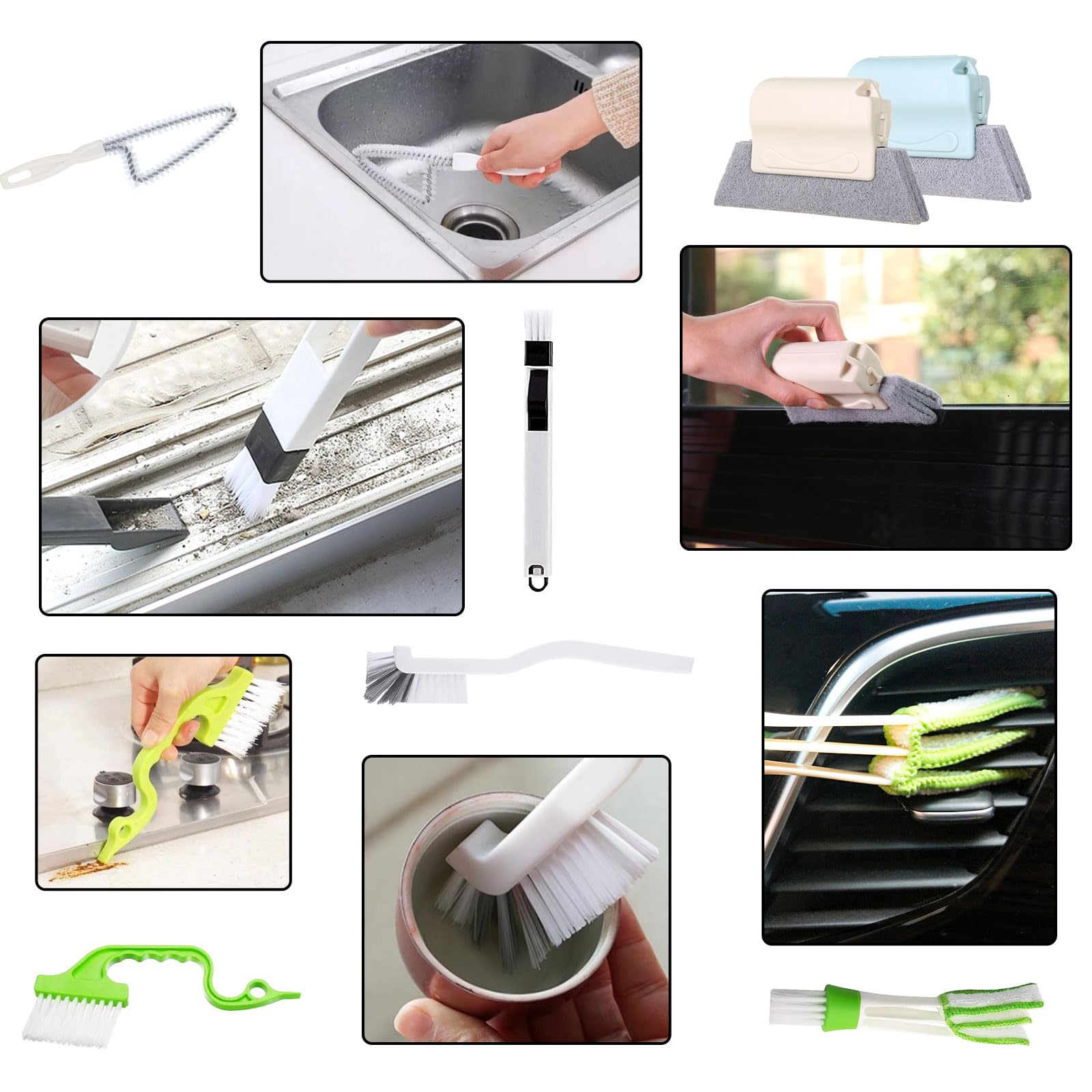 Kit de Brosses de Nettoyage pour Rainures de Fenêtres et Portes Coulissantes 7 Pièces Brosse de Nettoyage de Rainure de Fenêtre Brosse de Nettoyage pour Store Outils de Nettoyage pour Salle