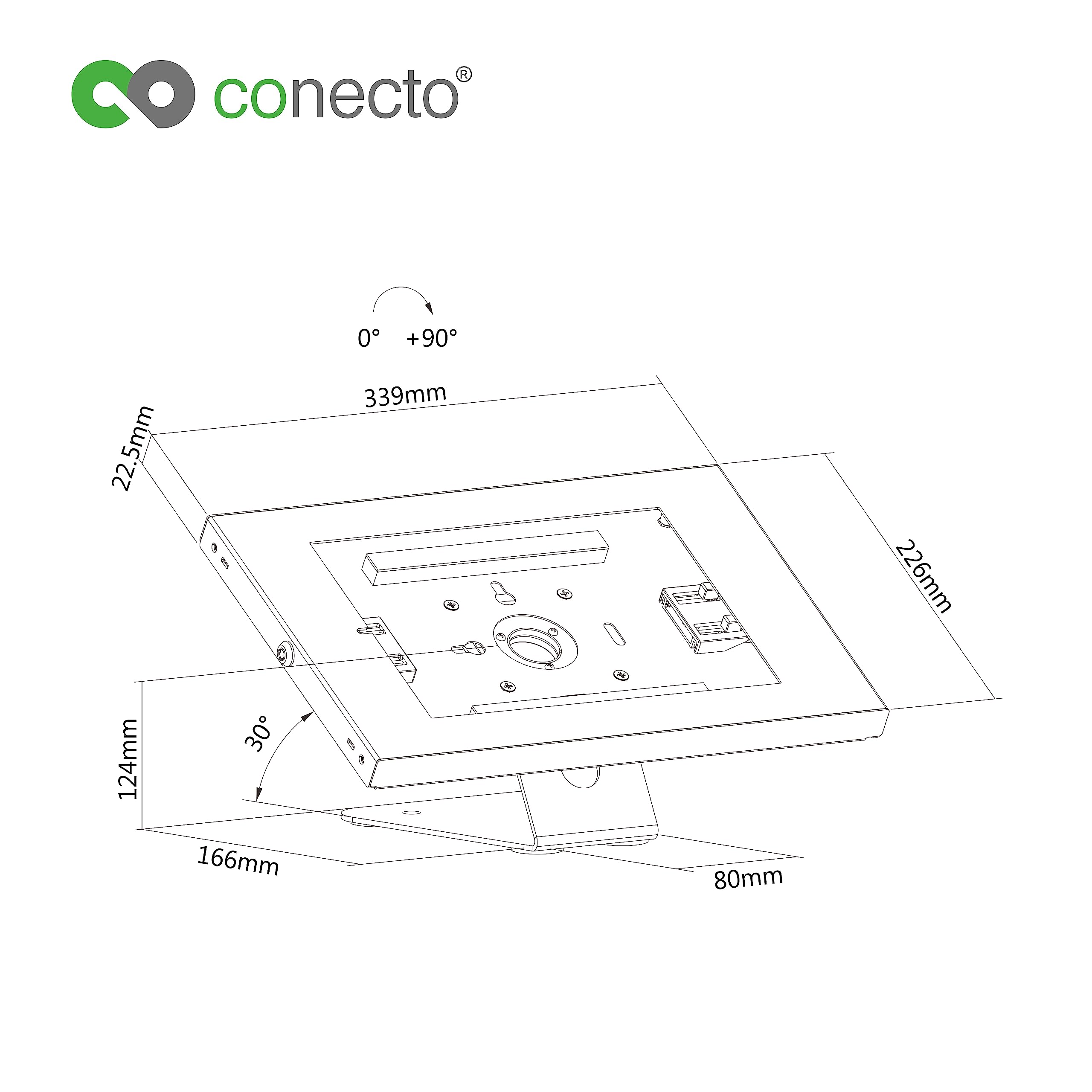 Conecto Supporto da Banco per Tablet con Blocco per iPad 5/6/7/8/9, iPad Air 9.7/10.5/10.9/11, Tab A 10.1 (2019), Tab A7, S6 Lite 10.4/10.5/11, Nero