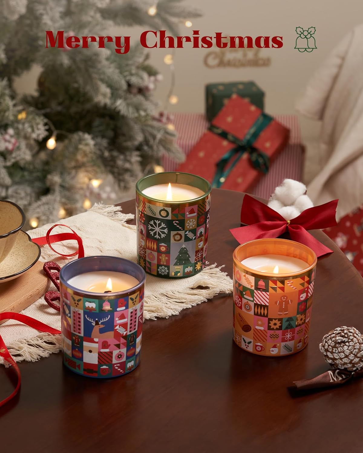 M&SENSE Magic Christmas Soy Candle for Home, Soy Wax 9.9oz 55 Hours Clean Non Toxic Slow Burn, Relaxing Cozy Winter Candles for Stress Relief, Christmas Scented Gift for Holiday Celebration - Image 5