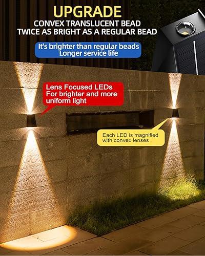 Miniatura 4 de HAOYISHU Luces solares para exteriores arriba y abajo, luces de pared del atardecer al amanecer, iluminación al aire libre, luces solares
