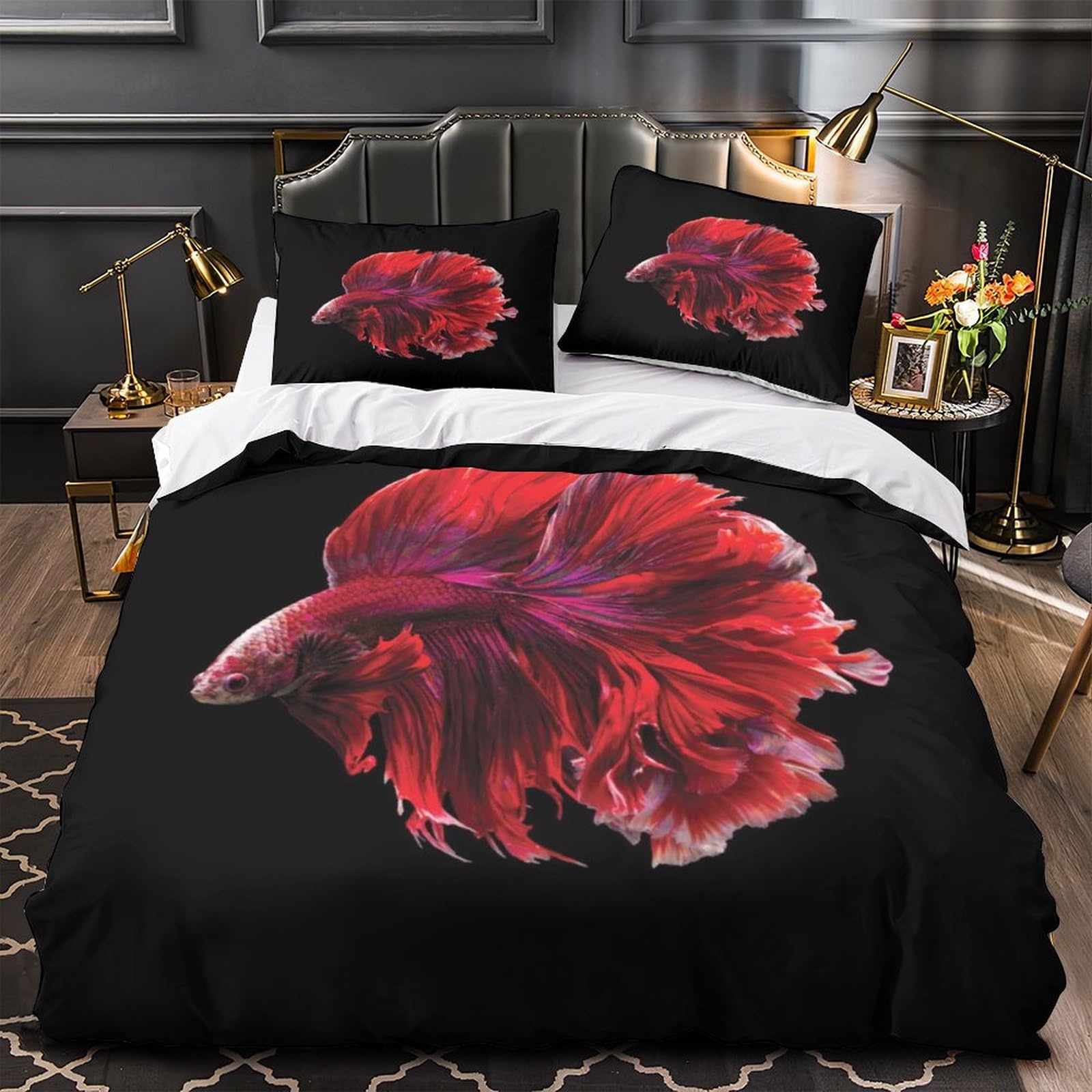 MXRMXR Tropical Fish Bedding Set Duvet Cover Set for 3D Printed 3 Pieces Soft Breathable Comforter Cover Quilt Cover with Pillowcases for Childrens And Adults Super King（260x220cm）
