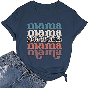 Happy Mothers Day Shirts for Women Funny Mom Graphic Shirts Casual Short Sleeve Tees Tops for The Best Mom Grandma