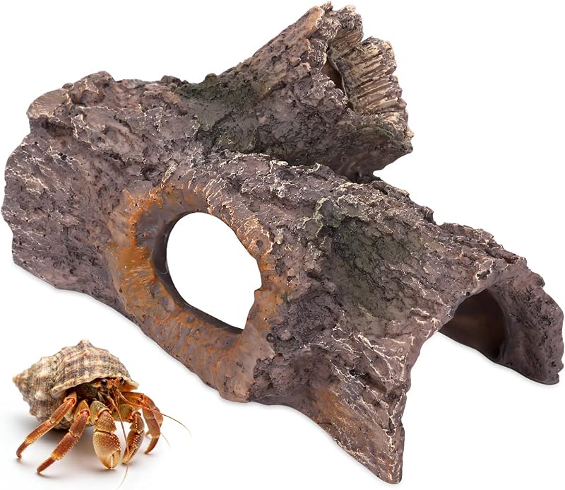 Bark Aquarium Decoration Resin-Realistic Wood Texture Fish Tank Ornament with Hiding Spot for Bottom Fish-Approx. 7.5" L x 4.7" W x 3.9" H(Bark)