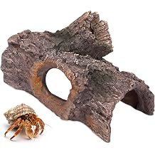 Bark Aquarium Decoration Resin-Realistic Wood Texture Fish Tank Ornament with Hiding Spot for Bottom Fish-Approx. 7.5" L x 4.7" W x 3.9" HBark
